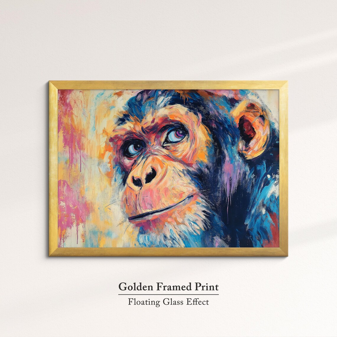 Chimpanzee Abstract Oil Painting Vibrant Primate Face Portrait Poster - Image 5