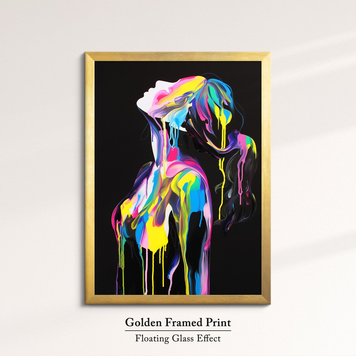 Neon Paint Woman Standing With Head Back Flowing Color Art Poster - Image 5