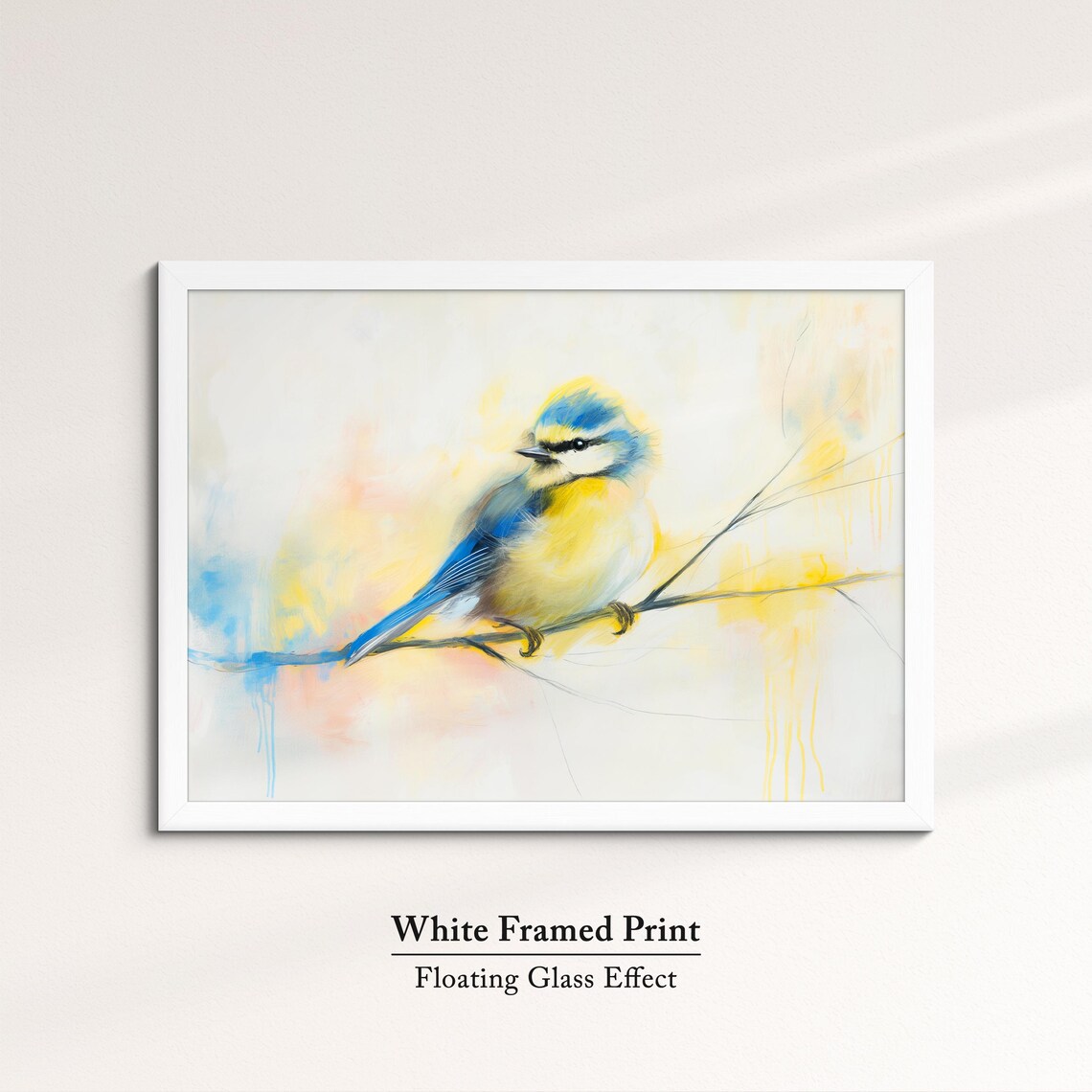 Blue Tit Bird Soft Watercolor Cream Branch Songbird Wall Poster - Image 7