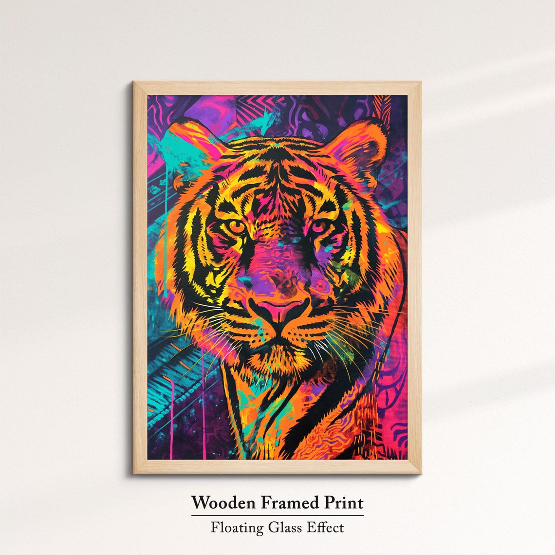 Tiger Neon Psychedelic Face Close Up Vibrant Wild Big Cat Art Poster - Image 6