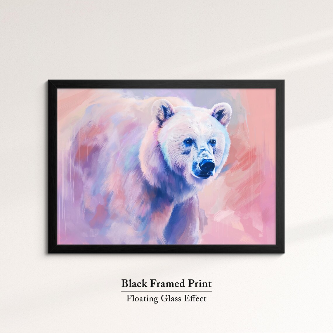 White Bear Portrait Pink Blue Pastel Abstract Wildlife Wall Poster - Image 8