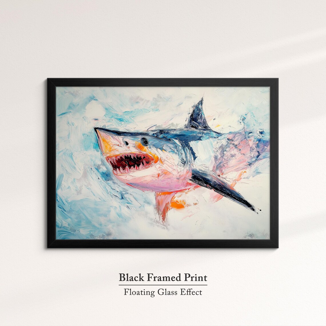 Great White Shark Jaws Abstract Oil Painting Bold Ocean Wall Art Poster - Image 8