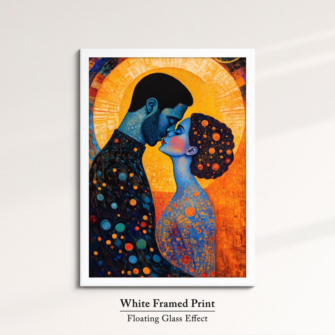 Romantic Couple Kiss Golden Mosaic Art Nouveau Style Wall Art Print - Image 7