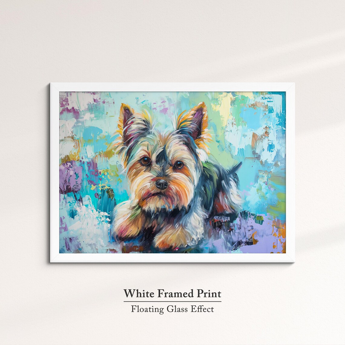 Yorkshire Terrier Sitting Pose Mint Teal Abstract Dog Art Poster - Image 7