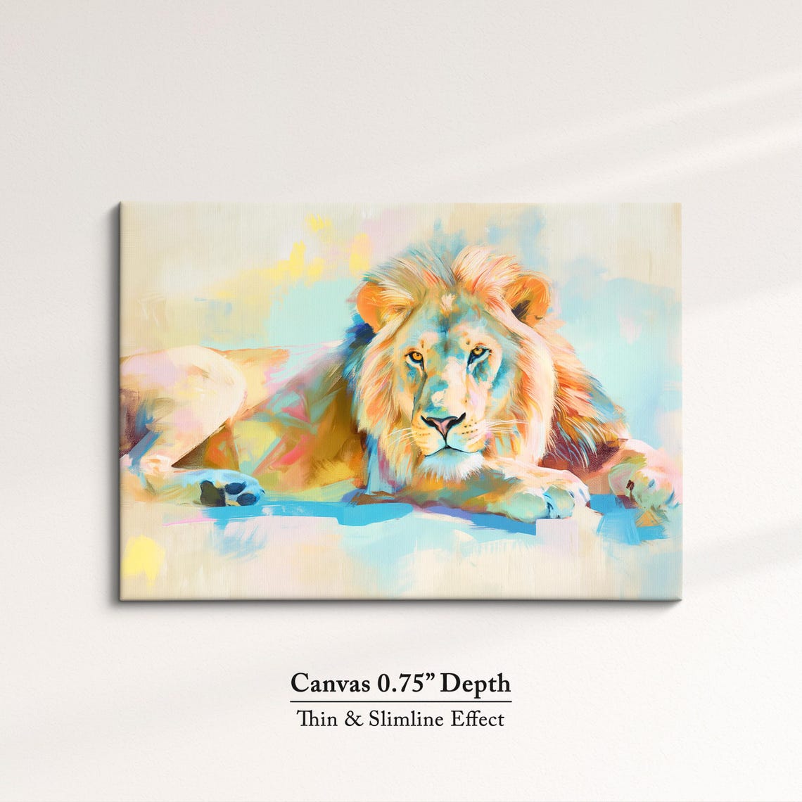 Lion Resting Pastel Watercolor Full Body Abstract Wildlife Art Poster - Image 4