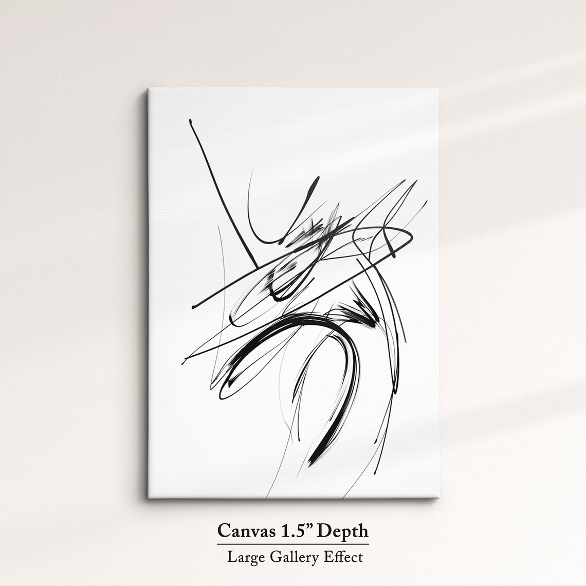 Abstract Black Ink Brush Stroke Art Minimalist Expressive Line Wall Art Print - Image 3