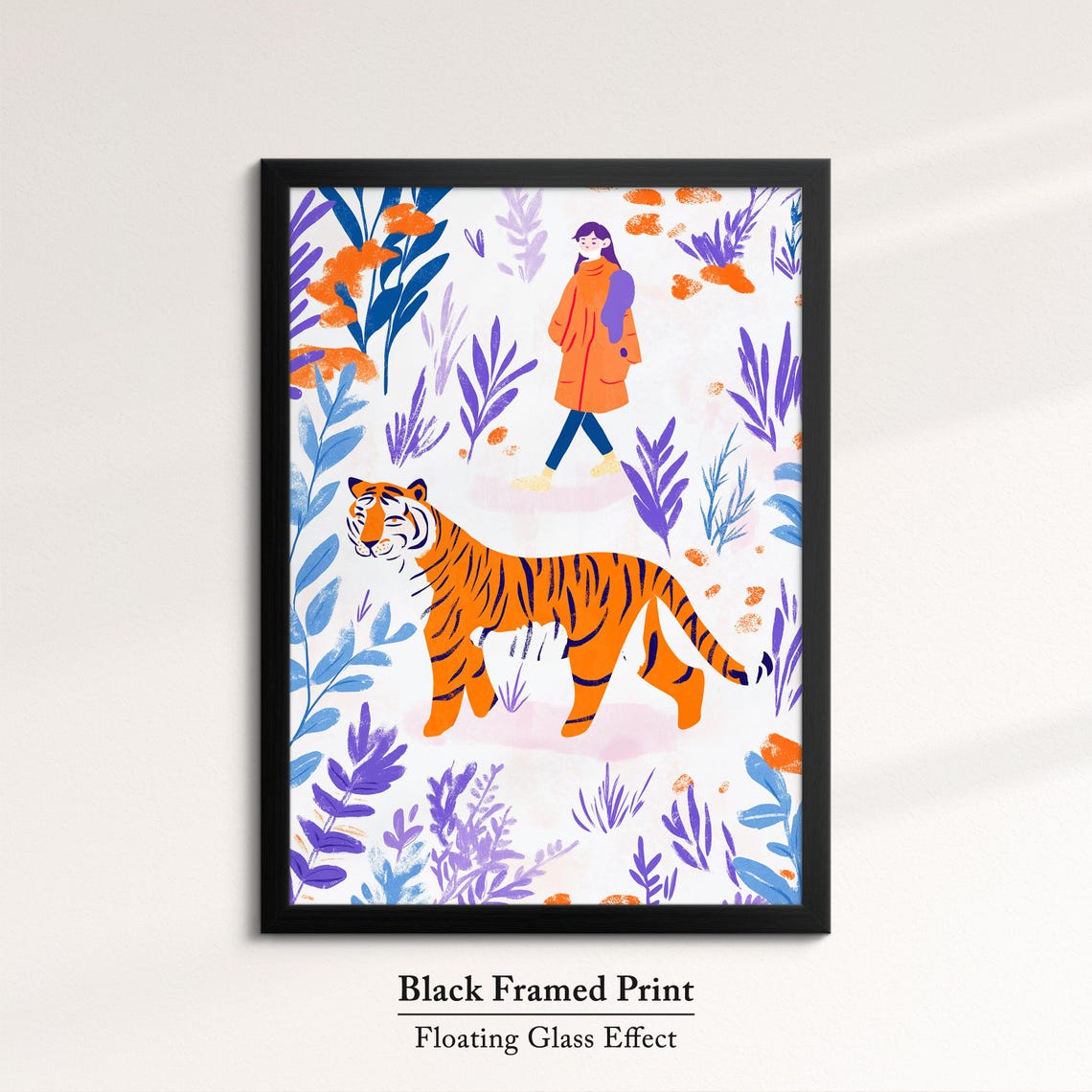 Bold Tiger Art Jungle Safari Wall Decor Vibrant Animal Print Modern Wildlife Home Decoration Orange And Purple Tropical Art - Image 8