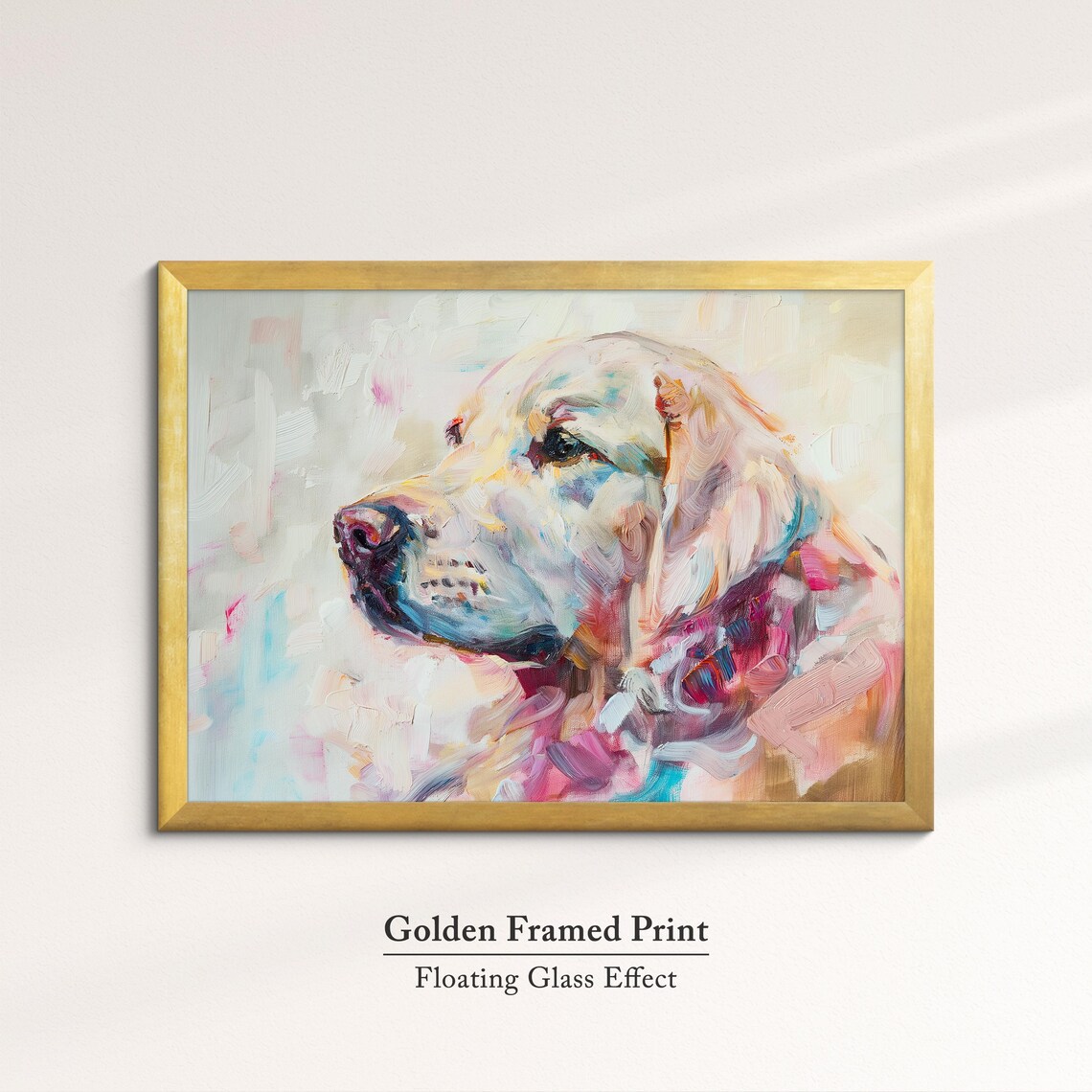 Golden Retriever Side Profile Pastel Pink Teal Abstract Dog Poster - Image 5