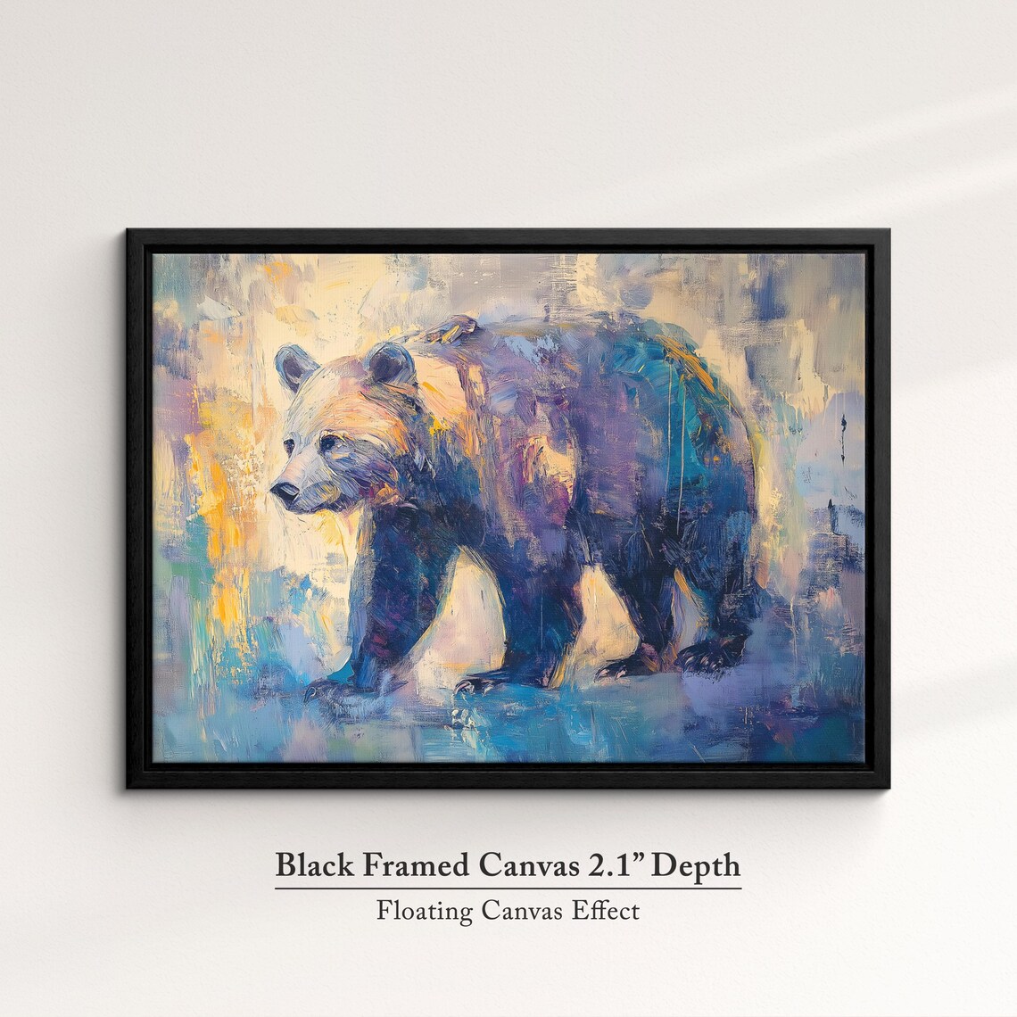 Grizzly Bear Walking Colorful Abstract Oil Painting Wildlife Wall Art Poster - Image 2