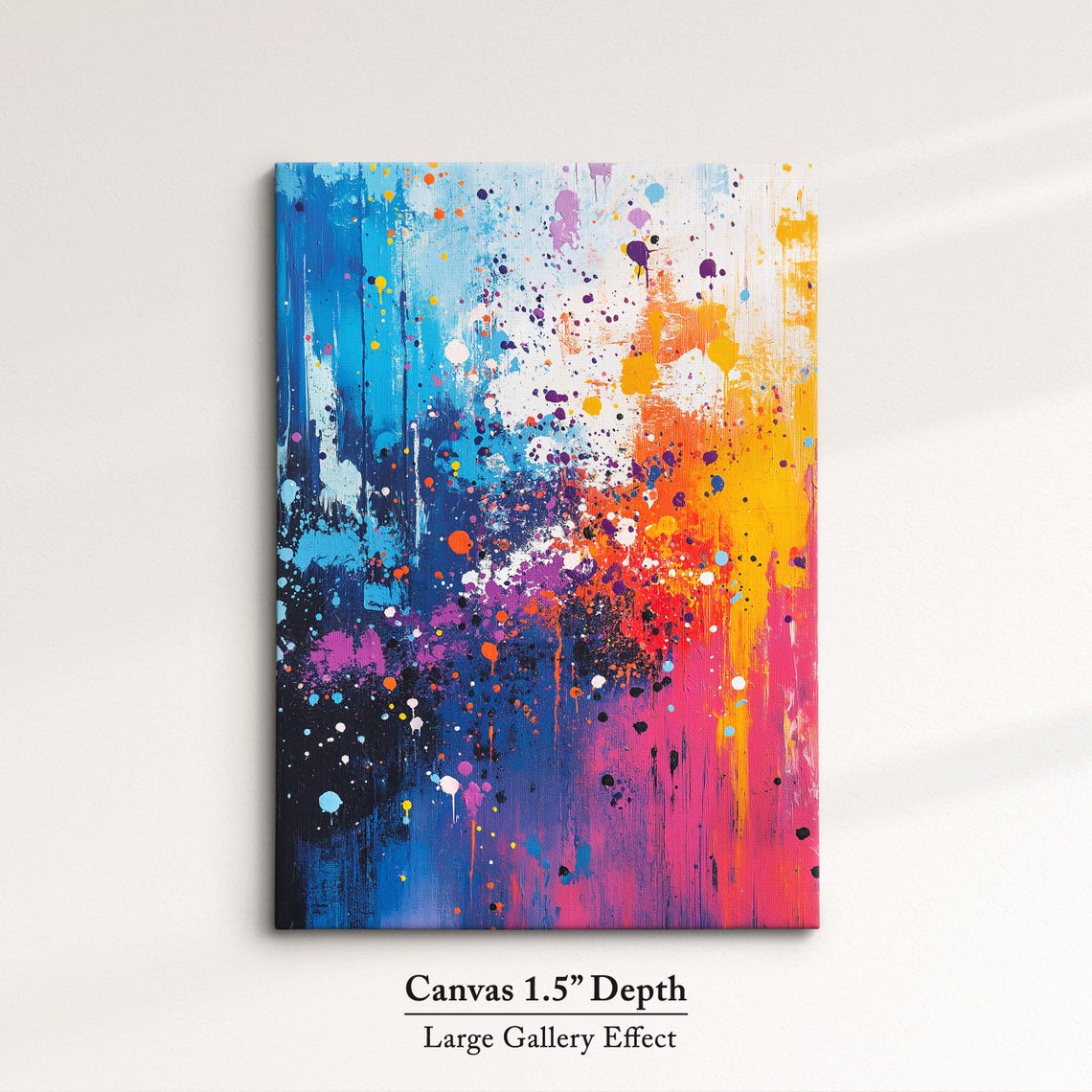 Rainbow Paint Splatter Abstract Art Bold Colorful Modern Canvas Print - Image 3