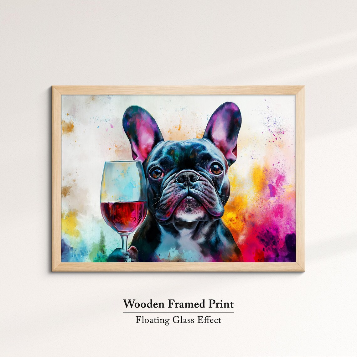 French Bulldog With Red Wine Glass Colorful Watercolor Dog Art Print - Image 6