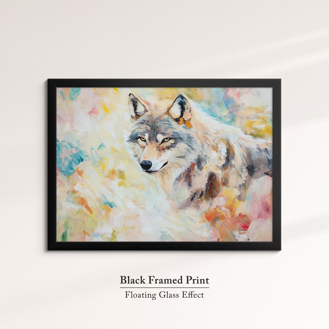 Wolf Abstract Oil Painting Golden Eyes Colorful Wildlife Portrait Poster - Image 8
