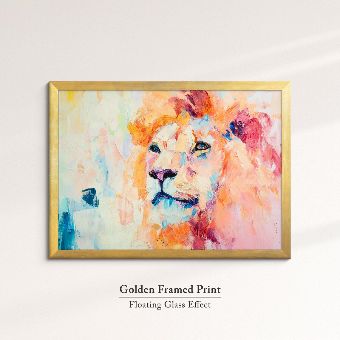 Lion Abstract Oil Painting Pastel Portrait Regal Wildlife Wall Art - Image 5