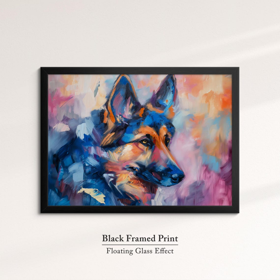 German Shepherd Portrait In Blue Pink Abstract Brushstroke Dog Poster - Image 8