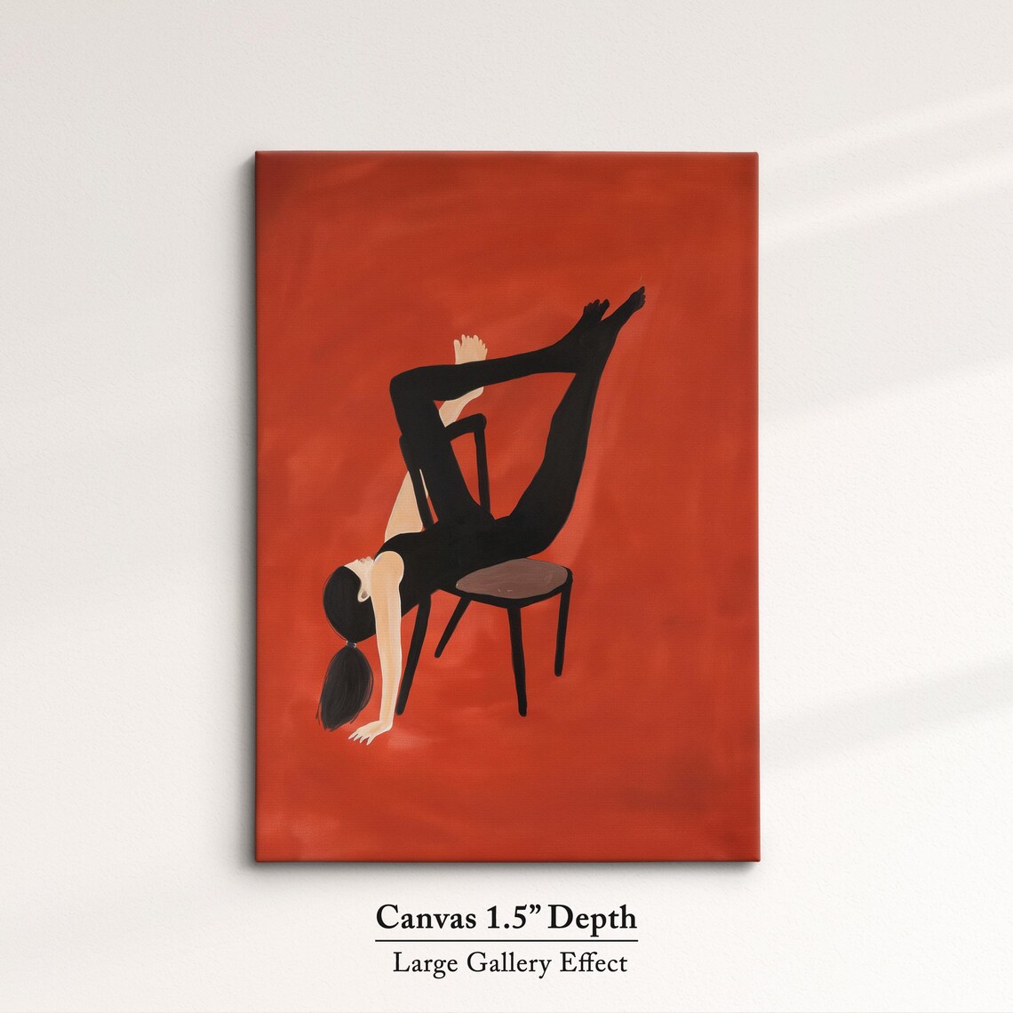 Woman Yoga Pose Chair Minimalist Burnt Orange Modern Figure Dance Art Poster - Image 3