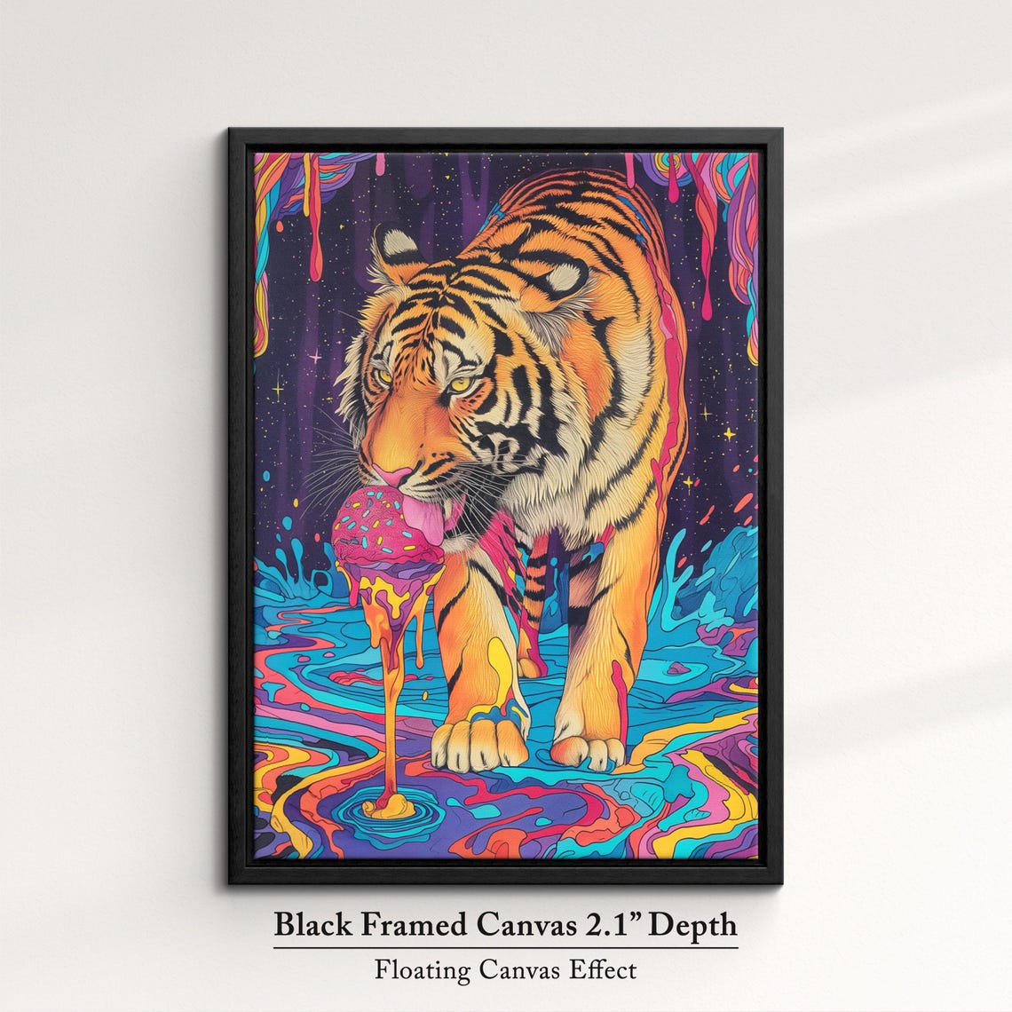 Psychedelic Neon Tiger Abstract Oil Painting Bold Wildlife Wall Art - Image 2