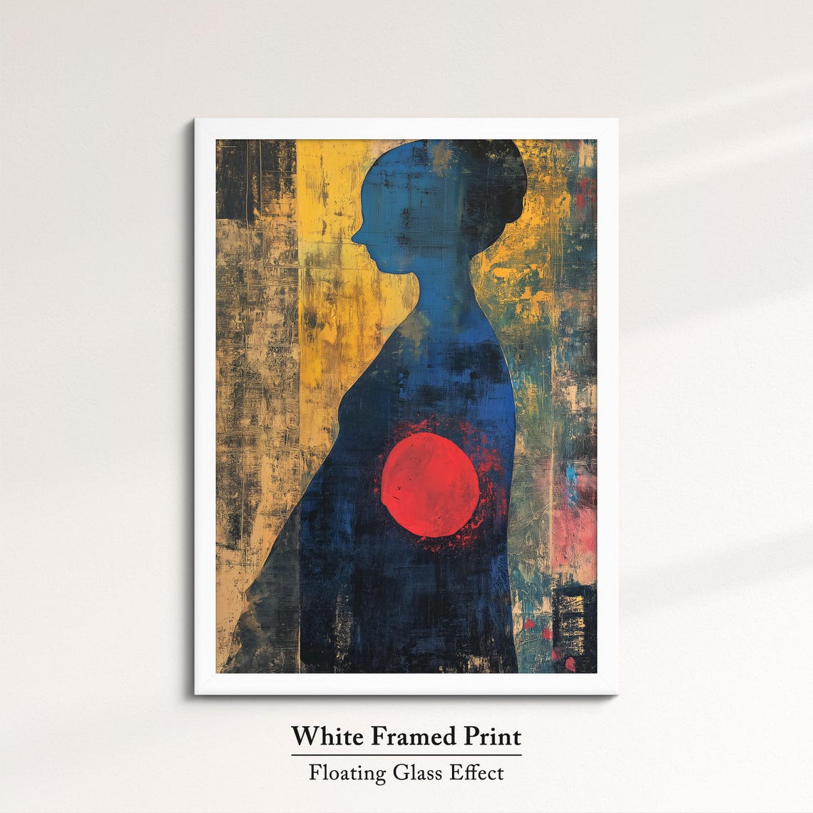 Abstract Woman Silhouette With Red Sun Gold Texture Modern Art Poster - Image 7