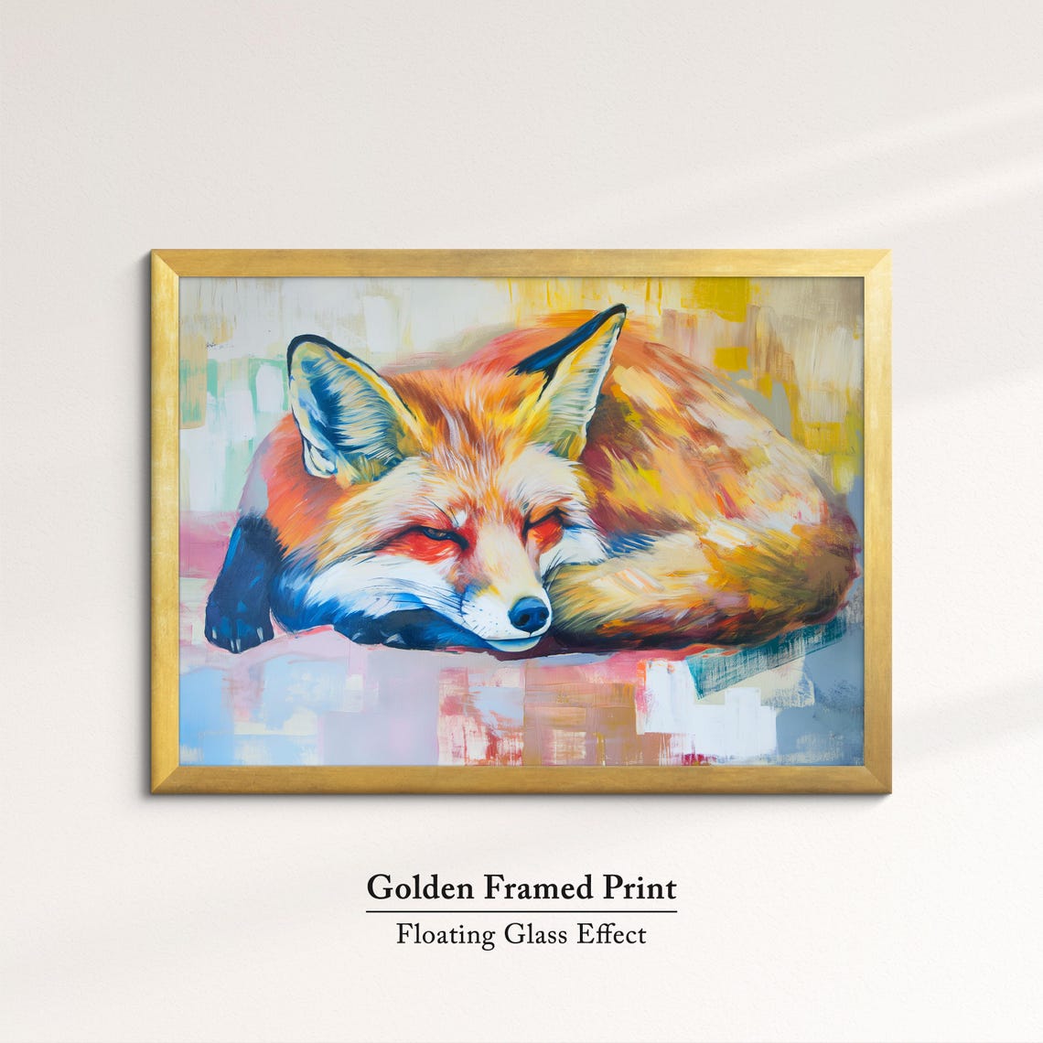 Sleeping Fox Colorful Abstract Oil Painting Vibrant Wildlife Poster - Image 5