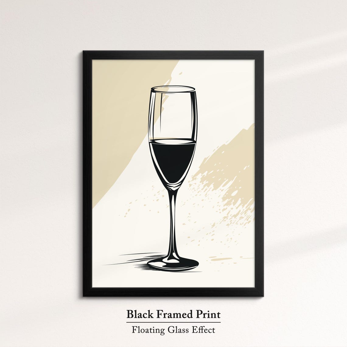 Minimalist Champagne Flute Sketch Modern Black And White Bar Print - Image 8