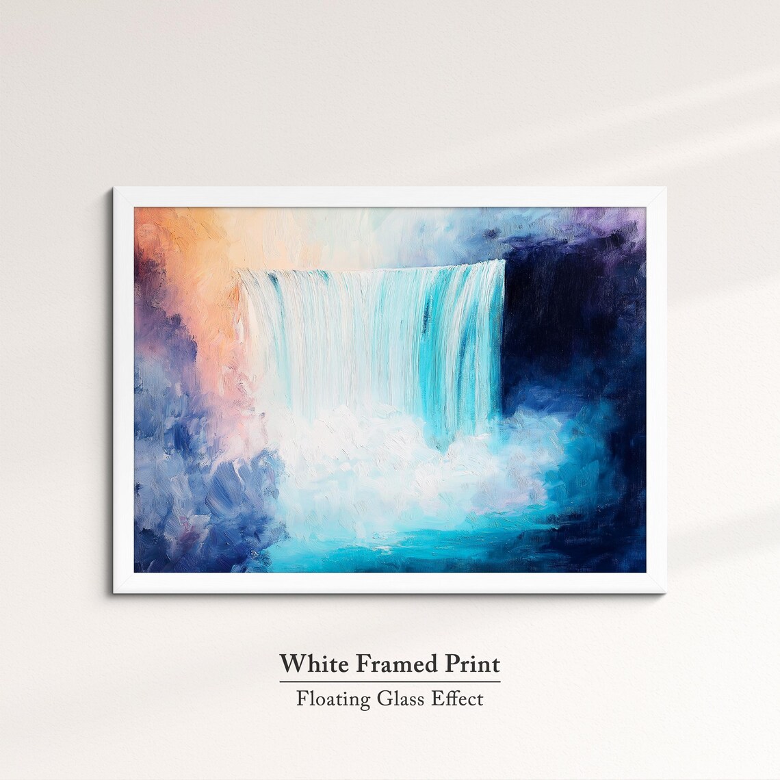 Niagara Falls Abstract Oil Painting Deep Blue Night Waterfall Wall Art - Image 7