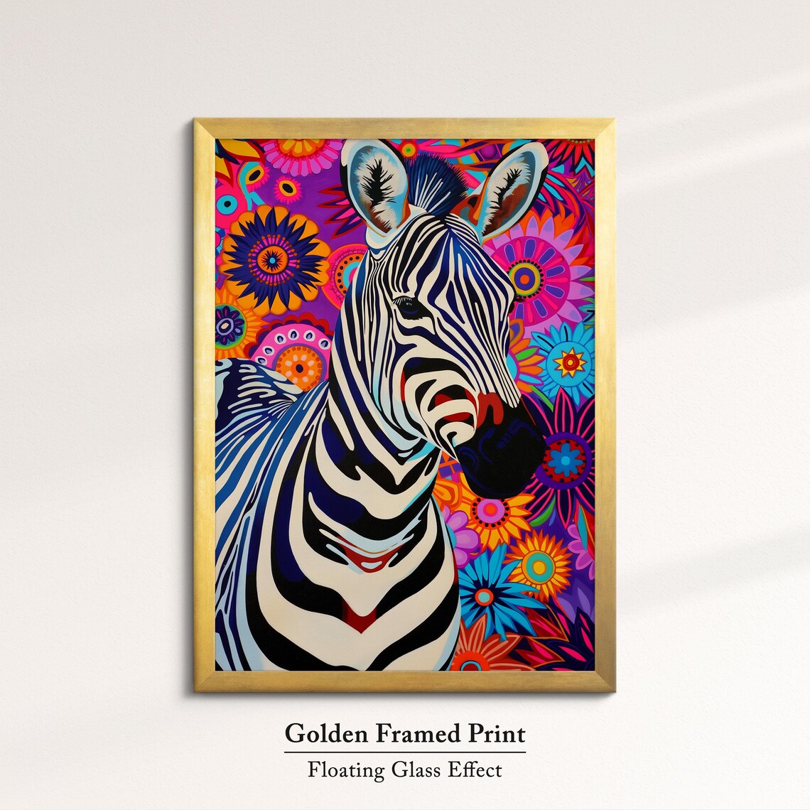 Zebra Colorful Floral Mandala Background Abstract Portrait Art Poster - Image 5