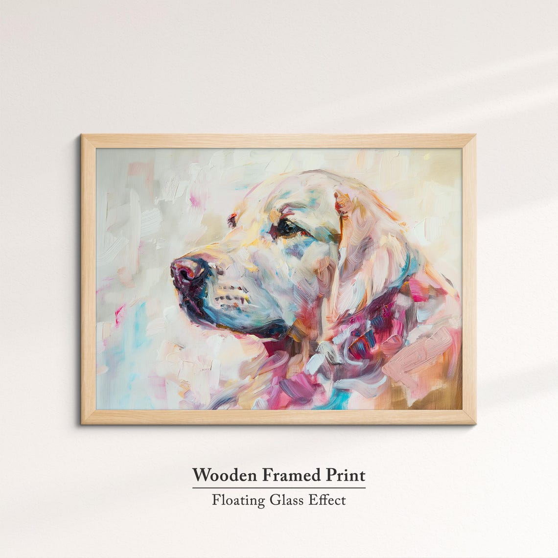 Golden Retriever Side Profile Pastel Pink Teal Abstract Dog Poster - Image 6