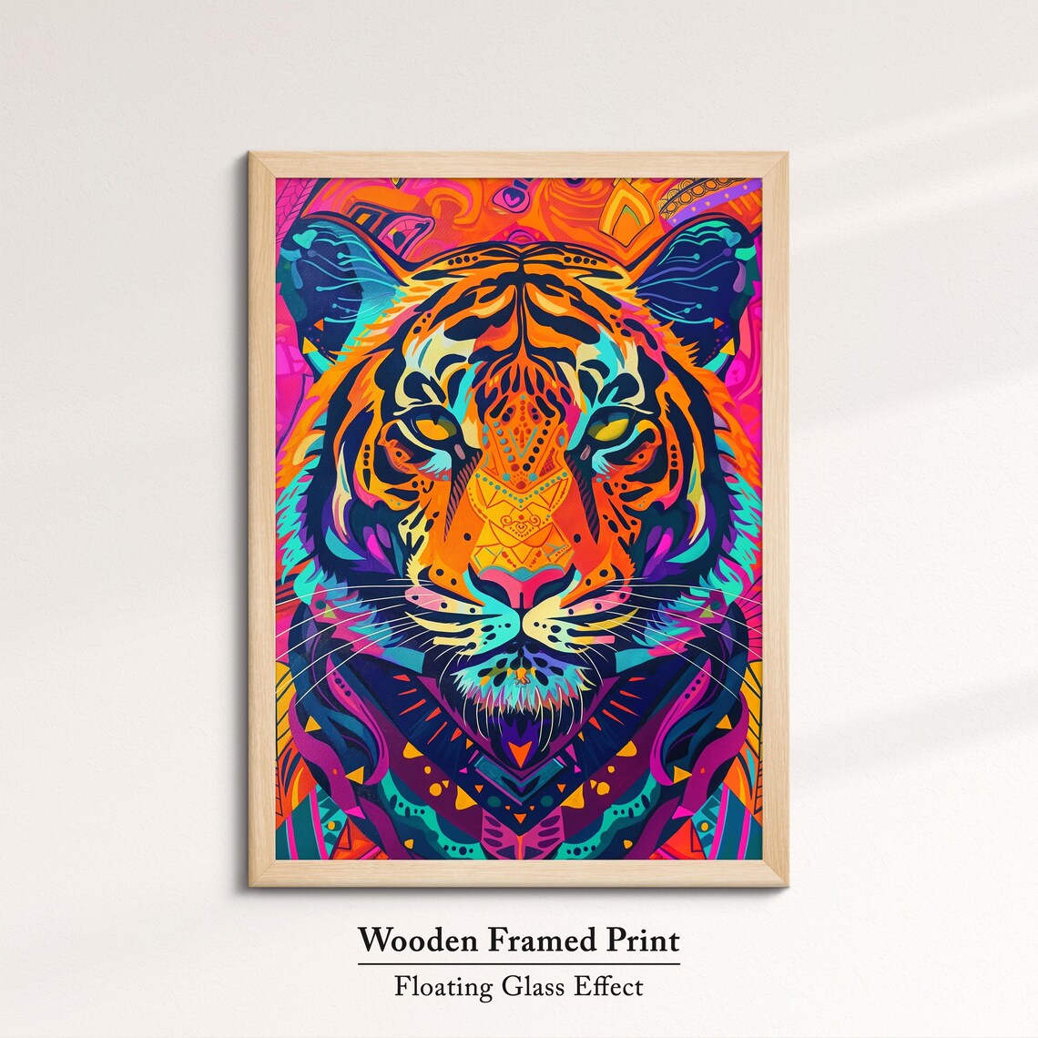 Tiger Symmetric Mandala Pop Art Face Vibrant Orange Teal Wildlife Poster - Image 6