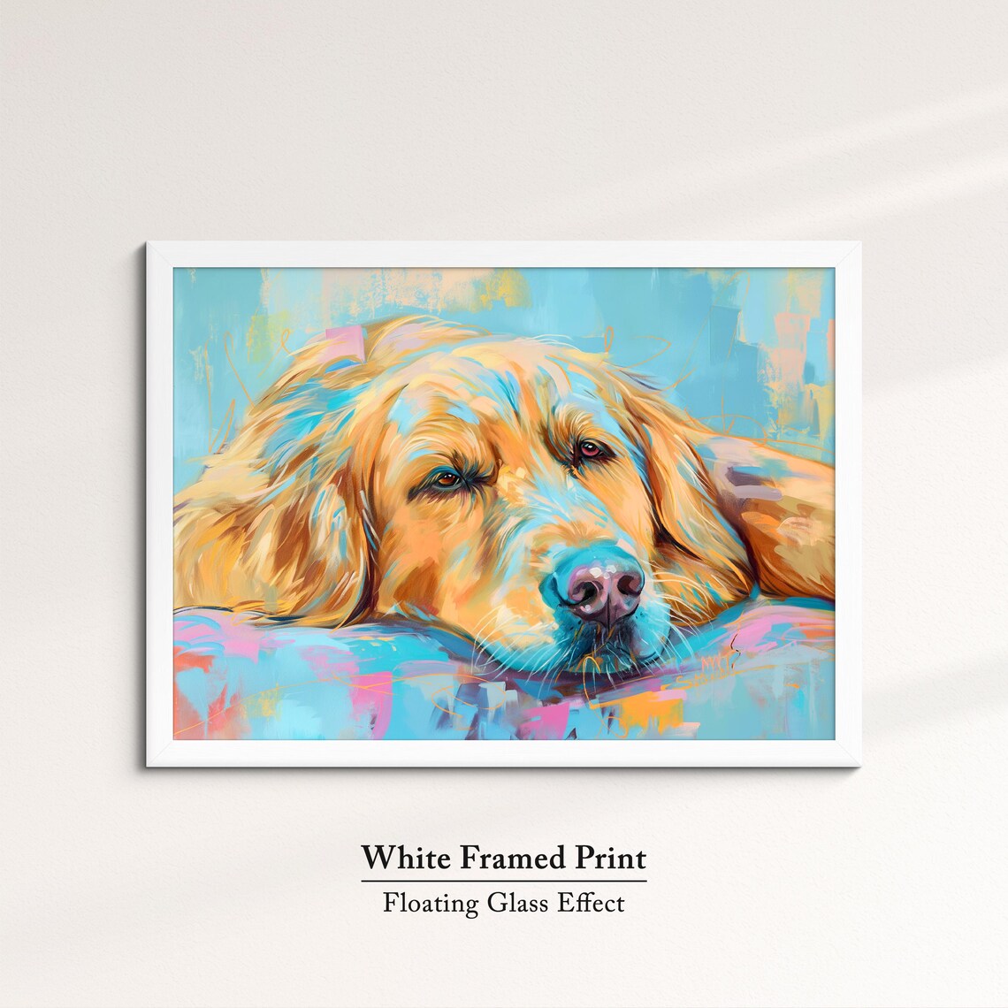 Golden Retriever Resting Colorful Oil Painting Dog Portrait Poster - Image 7