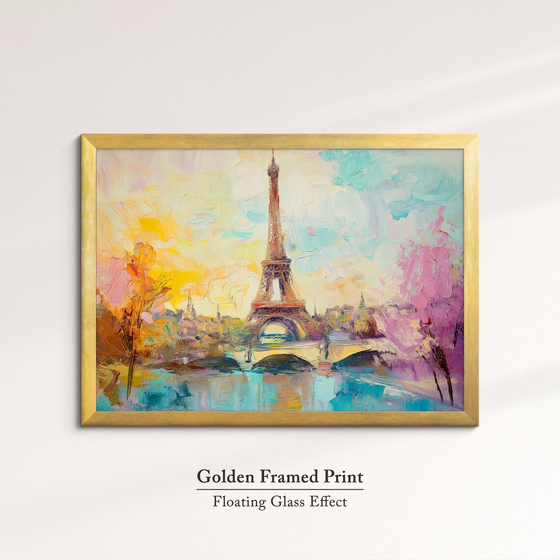 Eiffel Tower Paris Sunset Bridge Pastel Impressionist Travel Poster - Image 5