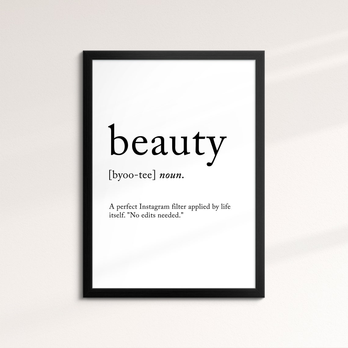 Beauty Funny Dictionary Definition Quote Minimalist Typography Poster