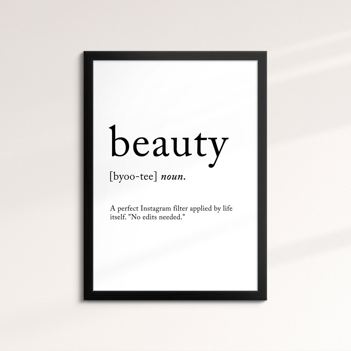Beauty Minimalist Definition Quote Word Art Framed Print Framed Female Wall Art Lady Poster Feminine Home Decor Gifts For Her