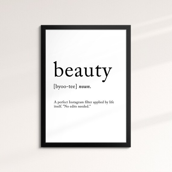 Beauty Minimalist Definition Quote Word Art Framed Print Framed Female Wall Art Lady Poster Feminine Home Decor Gifts For Her