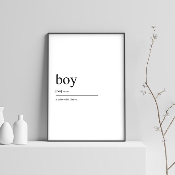 Boy Definition Funny Dictionary Typography Nursery Room Wall Art
