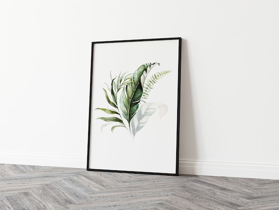 Botanical Prints Leaf Pictures Botanical Living Room Prints Green Leaf Prints Tropical Plant Illustration