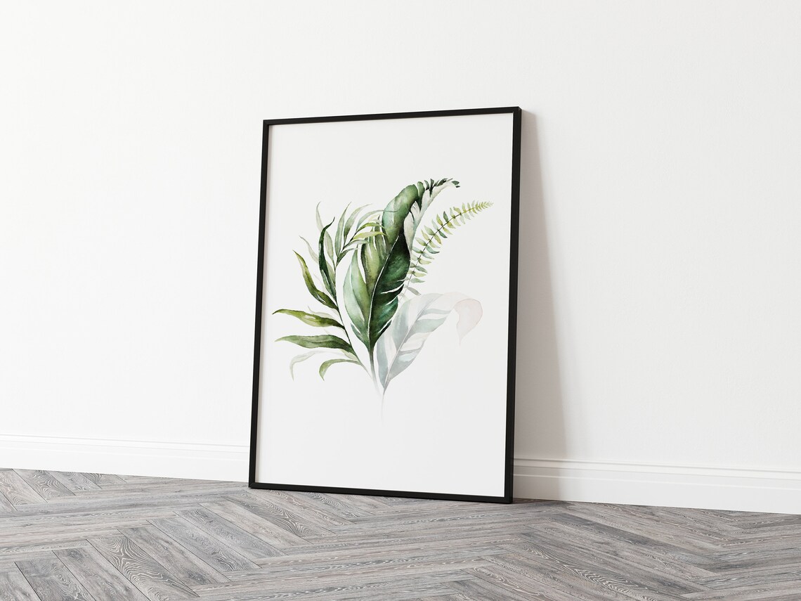 Botanical Prints Leaf Pictures Botanical Living Room Prints Green Leaf Prints Tropical Plant Illustration
