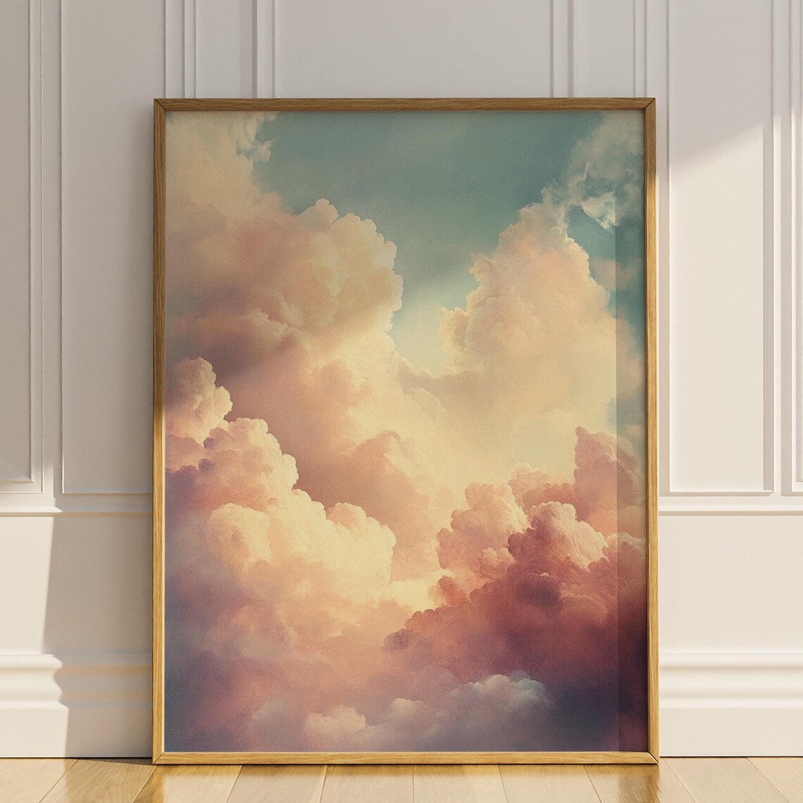 Clouds Poster Print, Neutral Nursery Wall Art