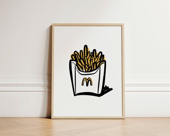French Fries Print, Quirky Fast Food Kitchen Art