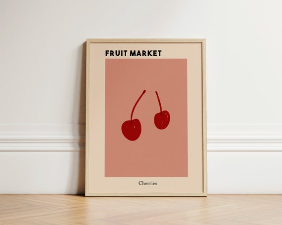 Fruit Market Print Cherries Poster Exhibition Cherry Art Kitchen Unframed