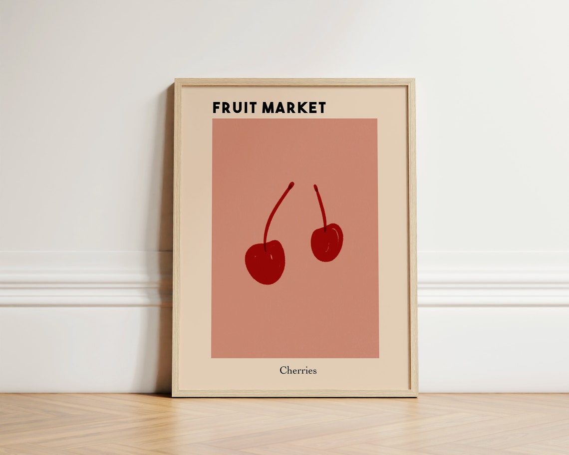 Fruit Market Cherry Minimalist Modern Kitchen Decor Wall Art