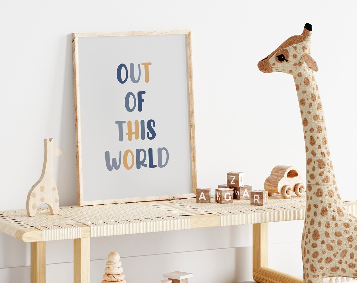 Out Of This World Kids Quote Space Themed Nursery Decor Poster
