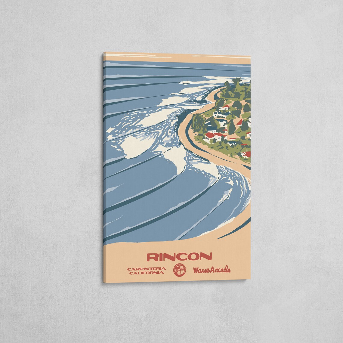 Rincon Carpinteria Ca Print National Parks Vintage Style Surf Art Framedunframed Coastal Print - Image 2