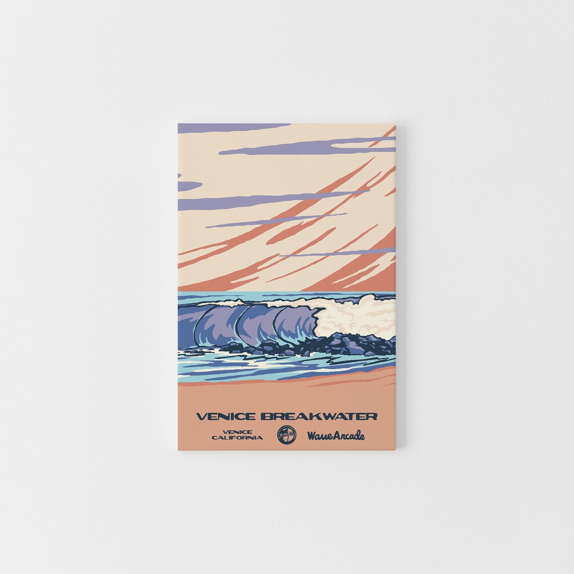 Venice Breakwater Venice Ca Print National Parks Vintage Style Surf Art Framedunframed Coastal Print