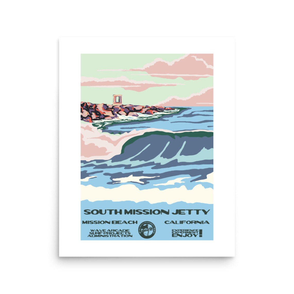Copy South Mission Jetty Mission Beach Ca Surf Poster National Parks Style - Image 2