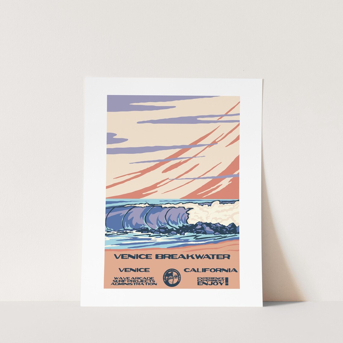 Copy Venice Breakwater Venice Ca Surf Poster National Parks Style