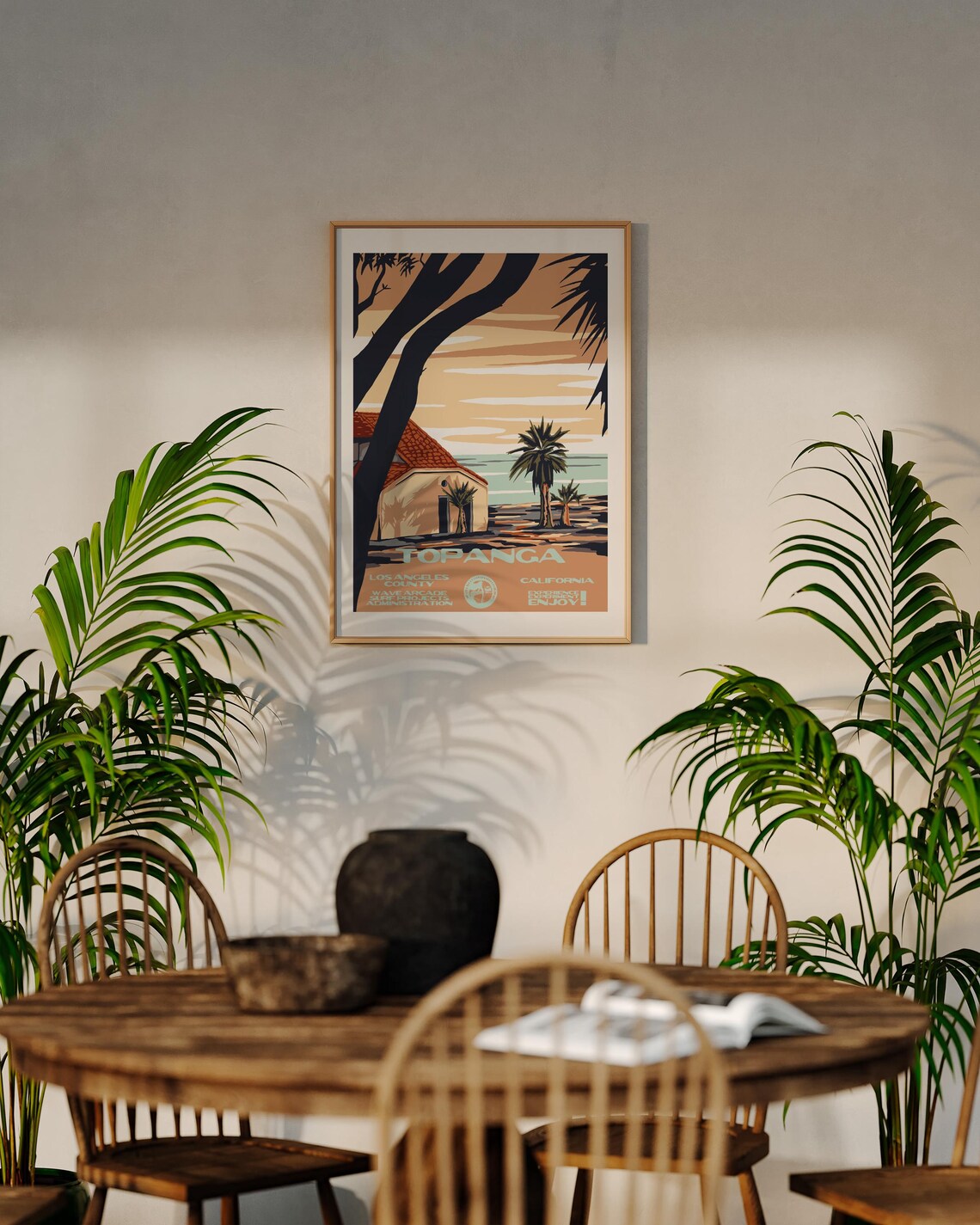 Topanga California Sunset Beach House Vintage Travel Art Poster - Image 2