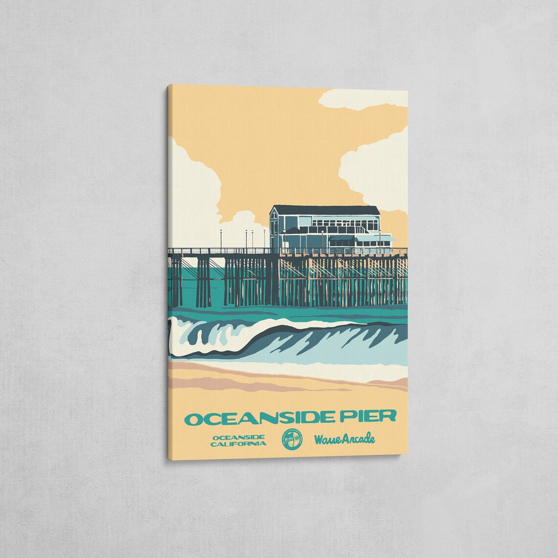 Oceanside Pier, Vintage Style Surf Art - Image 2