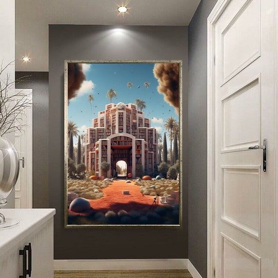 Surreal Library Art Print, Books Room Decor
