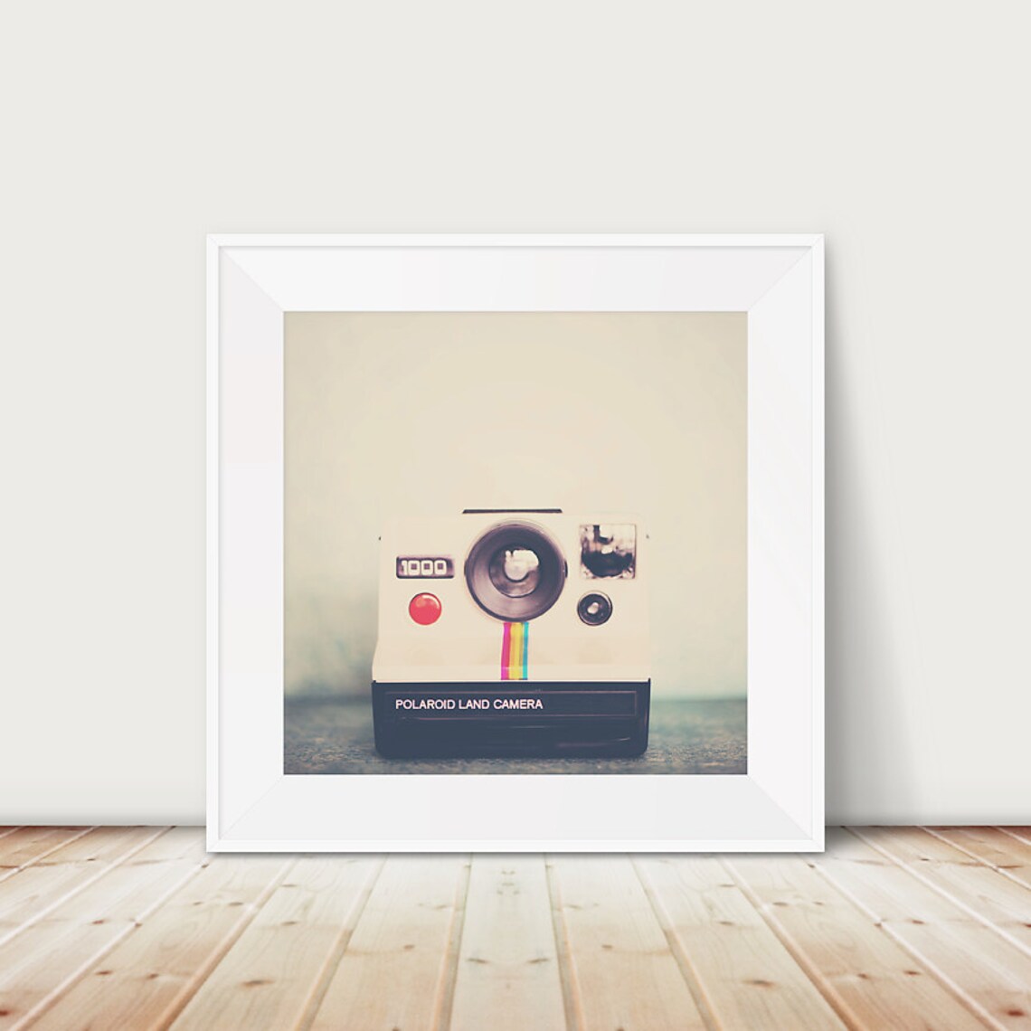 Vintage Polaroid Camera Art Print, Retro Photography
