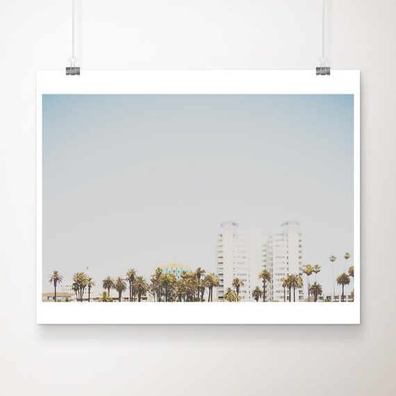 Santa Monica Palm Tree Skyline with White Buildings Photo Print