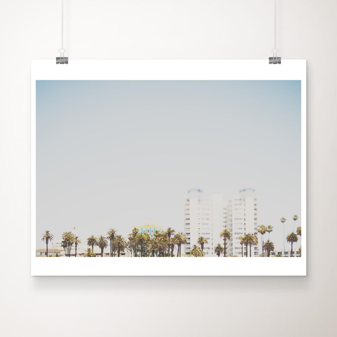 Santa Monica Palm Tree Skyline with White Buildings Photo Print